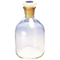 Laboratory Reagent Bottle, 250ml, Narrow Mouth, with Recyclable Plastic Stopper, Clear, Borosilicate Glass, 6 Pieces/Box Box