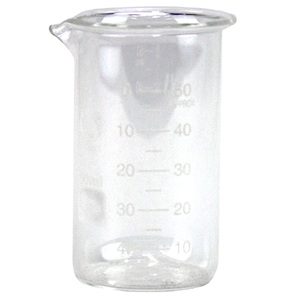 Bomex Beaker, 50ml, Tall Form, Graduated with Spout, Borosilicate Glass, Each Each
