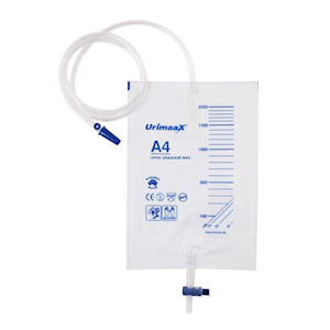 Aaxis Drainage Bag, A4, 2000ml, 120cm Tube with Bottom T-Bar Drain, Sterile, Each Each