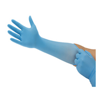 Ansell Nitrile Textured Gloves, Medium, 7.5-8.0, 400mm Long Cuff, Powder Free, Non-Sterile, Blue, 100 Pieces/Pack