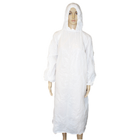 Liv Disp Poncho Rain Coat Full Length Recyclable LDPE 80 x 125cm 30um, Long Sleeves w/ Hood & Draw String Single Pack White HACCP 100/Ctn Carton