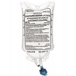 Baxter Intravenous IV Infusion Viaflex Compound Sodium Lactate, Hartmann's BP Solution, 500ml, 18 Bottles/Carton Carton