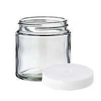 Glass Jar, Cosmetic Jar, with White Polypropylene Screw Cap, 120mL, 58mm 400 Neck Finish, Round, Flint, Each Each