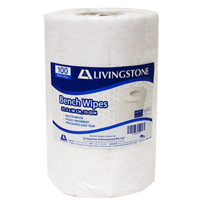 Livingstone Heavy Duty Bench Wipe and Hand Towel, 23 x 38cm, 38m, Food Grade, HACCP Certified, 100 Sheets/Roll, Loose Roll Roll