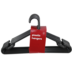 Recyclable Plastic Coat Hangers, Black, 12 Pieces/Pack Pack