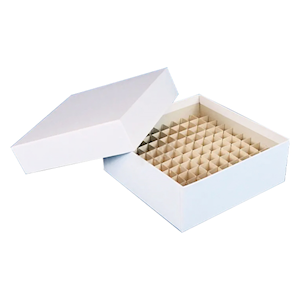 Livingstone Cyrovial Tube Box, Cardboard, For 1-2mL cryotubes, 81 Wells (9 x 9), 134(L) x 134(W) x 47(H) mm, Each Each