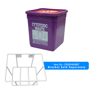Livingstone Cytotoxic Waste Disposal Safe, 5L, Square, with Lid, Purple, Fits Bracket DSS004INBKT, Each Set