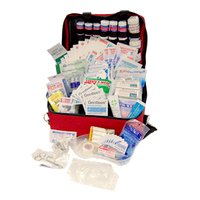Livingstone Police Trauma First Aid Kit, Level 1, Complete Set In Red Multi Compartment Heavy Duty Carry Bag with Reflective Band Each