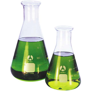 Bomex Erlenmeyer Conical Flask, 300ml, Narrow Neck, Borosilicate Glass, Graduated, Each
