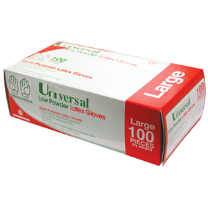 Out of Date,Universal Biodegradable LTX Gloves, ASTM, Low Powder, L, Cream Colour, 100/Box, Original Unopened Condition, Price Discounted