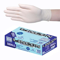Lincon Biodegradable Latex Examination Gloves, AS NZ Standard, Low Powder, Small, Cream Colour, HACCP Grade, 100/Box Box