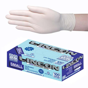 Lincon Biodegradable Latex Examination Gloves, AS NZ Standard, Low Powder, Small, Cream Colour, HACCP Grade, 100/Box Box