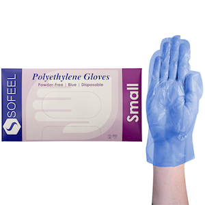 Sofeel Disposable Polyethylene Gloves, Large, Powder Free, Latex Free, Recyclable, Clear, 500/Box Box