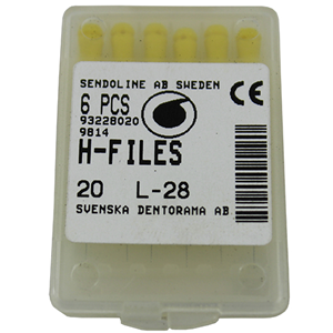 Livingstone H-Files, 28mm, No. 100, Stainless Steel, Colour-Coded, 6/Pack
