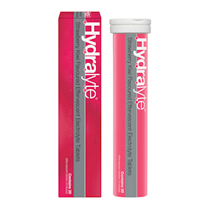 Hydralyte Effervescent Electrolyte Tablets, Strawberry Kiwi Flavour, 20 Tablets/Box Box