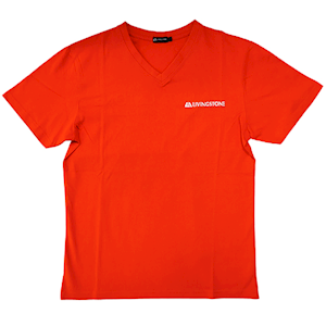 Livingstone V-Neck T-Shirt, 100pct Cotton, 45+ Thread Count, 220GSM Yarn Weight, Small, Red, Each Each