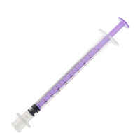 Enfit Enteral Syringe, 1ml, Low Dose, Sterile, Single Use, Purple, 100 Pieces/Pack Box