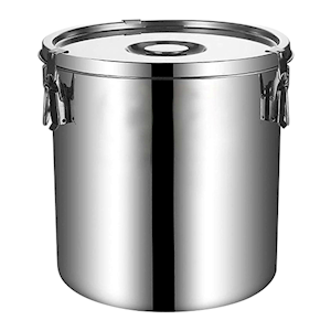 Airtight Milk Can, with Sealed Lid, 20L, 30 x 30cm, 1mm Lid Thickness, Silicone Gasket, 201 Stainless Steel, Silver, Each Each