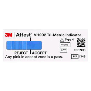 3M Attest Vaporised Hydrogen Peroxide Tri-Metric Chemical Indicator with 2" Extender, 10.2(L) x 1.9(W) cm, 250 Pieces/Pouch, 4 Pouches/Case