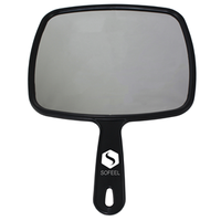 Rectangular Mirror, 23 x 20cm, 12cm Handle, Black, Each Each