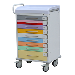 Quattro Paedia Emergency Cart, 750(W) x 500(D) x 1145(H)mm, Impact resistant, Colour-Specific Drawers, Retractable, With Accessories, Each Each