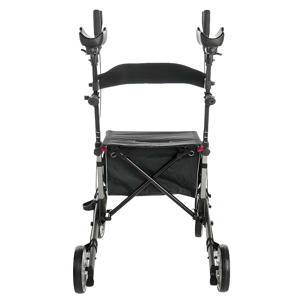 Livingstone Upright Rollator Walker, 10" Front Wheel with Seat and Bag, Grey, Each