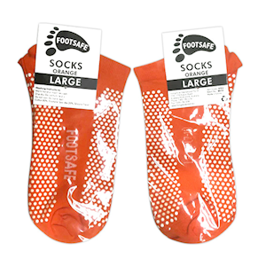 Foot Safe Safety Socks, Slip-Resistant, Large, Orange, 1 Pair/Pack Pair