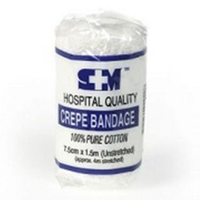 SM Crepe Bandage Hospital - 15cm width, 1.5 metres unstretched, 4metres stretched White 12/Pack Pack