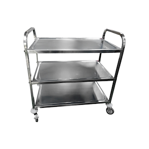 Stainless Steel Grade 316, 3 Tier Trolley, with Brakes, Large, 95 x 50 x 95cm, 150kg Total Capacity, Each Each