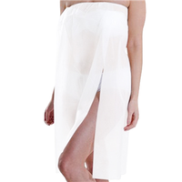 Sofeel Cotton Towelling Body Wrap Gown or Sarong, 77cm Length, Stretcheable to 150cm, Button Closure, White, Reusable, Each Each