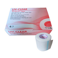 Liv-Clear Surgical Tape, Transparent Porous, Easy Tear, 50mm x 9.1m, 6 Rolls/Box Box