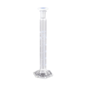 Mixing Cylinder, 250ml, Tall Form, Class A, With Stopper, Socket Joint 29/32, Blue Scale, Glass Base, Glass, Each Each