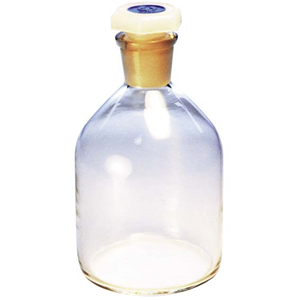 Bomex Laboratory Reagent Bottle, 250ml, Narrow Mouth, with Recyclable Plastic Stopper, Clear, Borosilicate Glass, Each Each