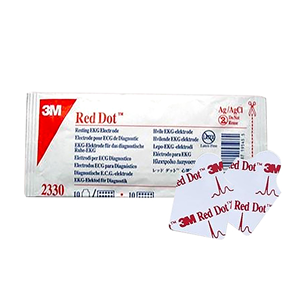 Out of Date, 3M Red Dot Resting ECG Electrode, 2 x 2cm, 1.2 x 0.8 inches Electrode, 100/Pack (2330), Price Discounted, While Stocks last Bag