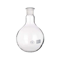Simax Flat-Bottom Spherical/Boiling Flask, 50ml, Socket Joint 19/26, 51(D)mm x 100(H)mm, Borosilicate Glass, Clear, European, Each Each