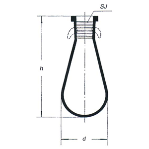 Simax Flask, Drop Shaped (Tear-Drop Flask), 10mL, 26(D) x 60(H) mm, Socket Joint 14/23, Borosilicate Glass, Each Each