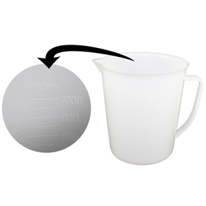 Livingstone Measuring Jug with Handle, HDPE Recyclable Plastic, 1 Litre, 125mm Diameter x 140mm Height, Graduated, Each Piece