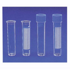 Aptaca Cylindrical Test Tubes, Flat Bottom, with Label, with Rim, 3mL, 12 x 56mm, Graduated, Polystyrene, 1,000 Pieces/Pack Pack