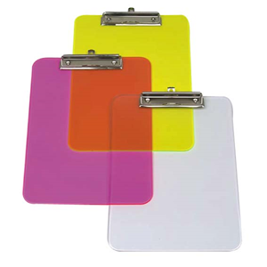 Marbig Clipboard, without Cover, A4, Plastic, Transparent, Assorted Colours, Each Each