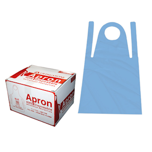 Liv Disposable Aprons, Bib Type, 23um, 71 x 117cm, High Density Polyethylene (HDPE), Blue, Single Pack, 100 Packs/Box Box