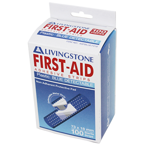 Livingstone Blue X-Ray Metal Detectable Adhesive Strips with Pad