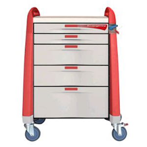 Avalo Emergency/Crash Cart, 79 (W) x 61 (D) x 110 (H) cm, Precision-Welded Steel Frame, High-Impact Panels, Stable Maneuverability, Red, Each Each