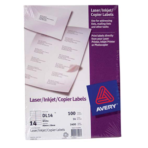 Avery Cop/las. Labels A4 Dl16 105x37mm 100/bx Box