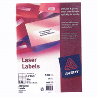 Avery Laser Address Labels, L7160, 21UP, 63.5 x 38.1mm, White, 100 Sheets /Pack Box