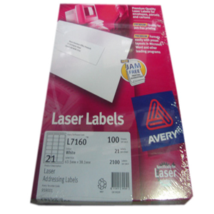 Avery Laser Address Labels, L7158, 30UP, 64 x 26.7mm, White, 100 Sheets/Pack Box
