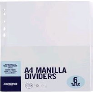 DIVIDERS A4 6 TAB PLAIN WHITESET Set