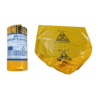 Livingstone Premium Clinical Waste Bags, 70 x 80cm, 75L, 35um, Yellow, 25 Pieces/Roll Roll