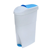 Livingstone Sanitary Pedal Bin, 18L, 360 (W) x 180 (L) x 540mm (H), Slim, White and Blue, Each Each