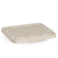 BioPak 2-Compartment Natural Biocane Takeaway Container Lid, To Suit BIOPAK-BASE, 125 Lids/Sleeve, 4 Sleeves/Carton, 500 Pieces /Ctn Carton