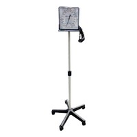 Livingstone Mobile Aneroid Blood Pressure Sphygmomanometer with Square Face Dial, Floor Standing with 5 Wheels